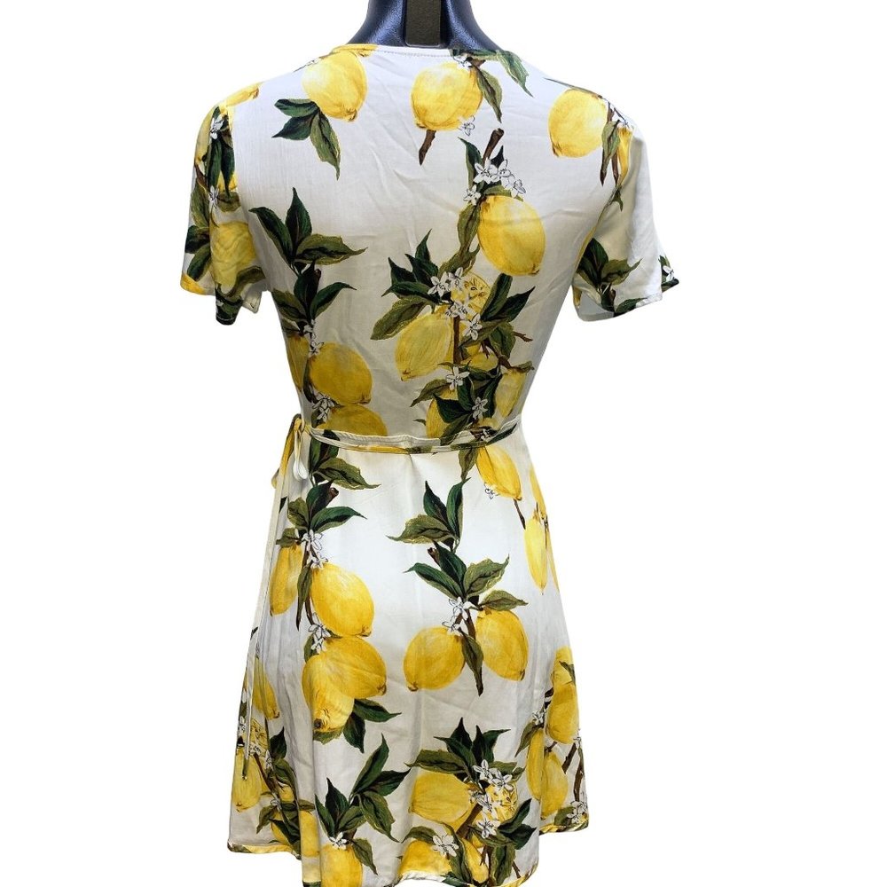 NWT Dress Forum Los Angeles  Lemon Print Dress White Yellow Small - Picture 3 of 4